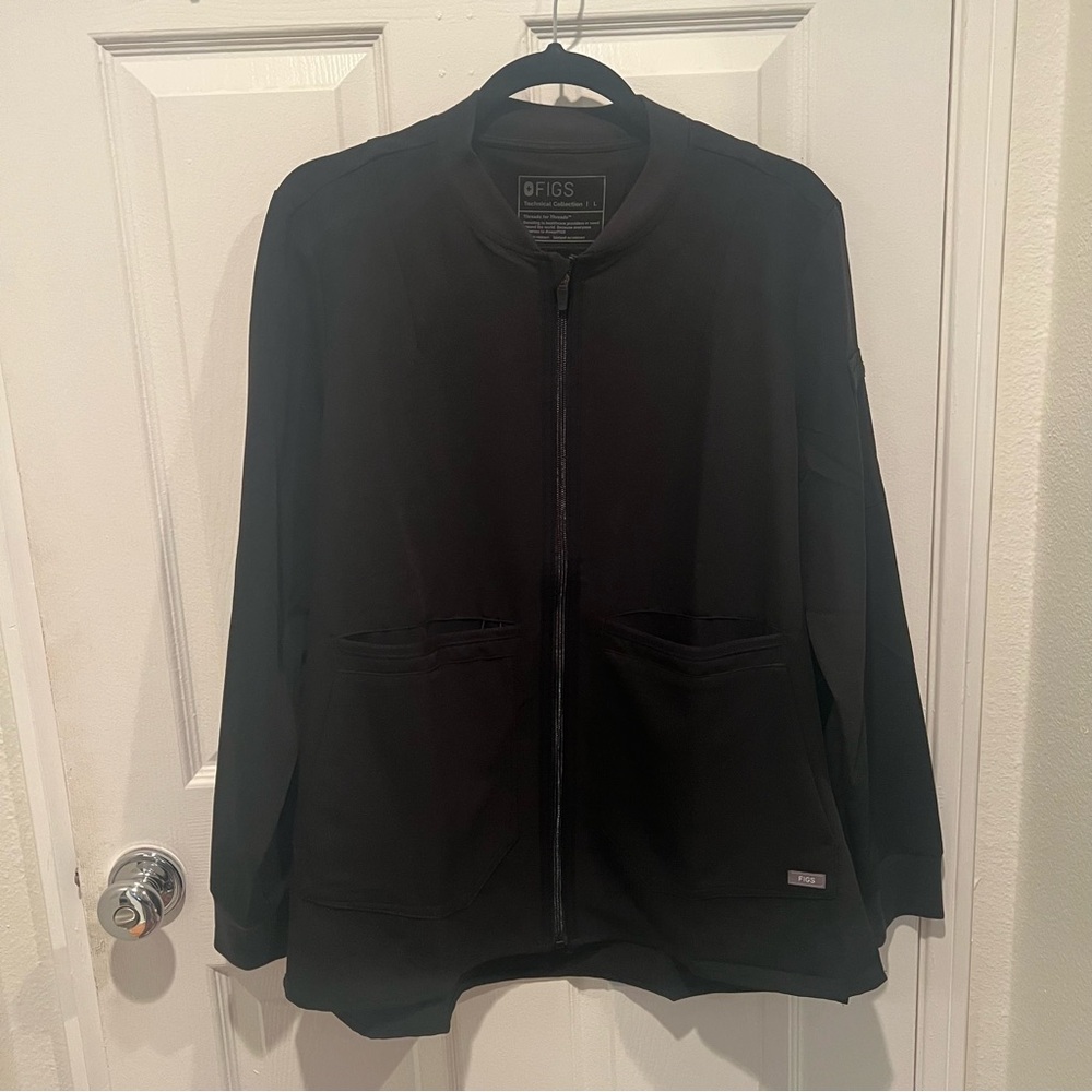 Figs Black Zip-Up Jacket